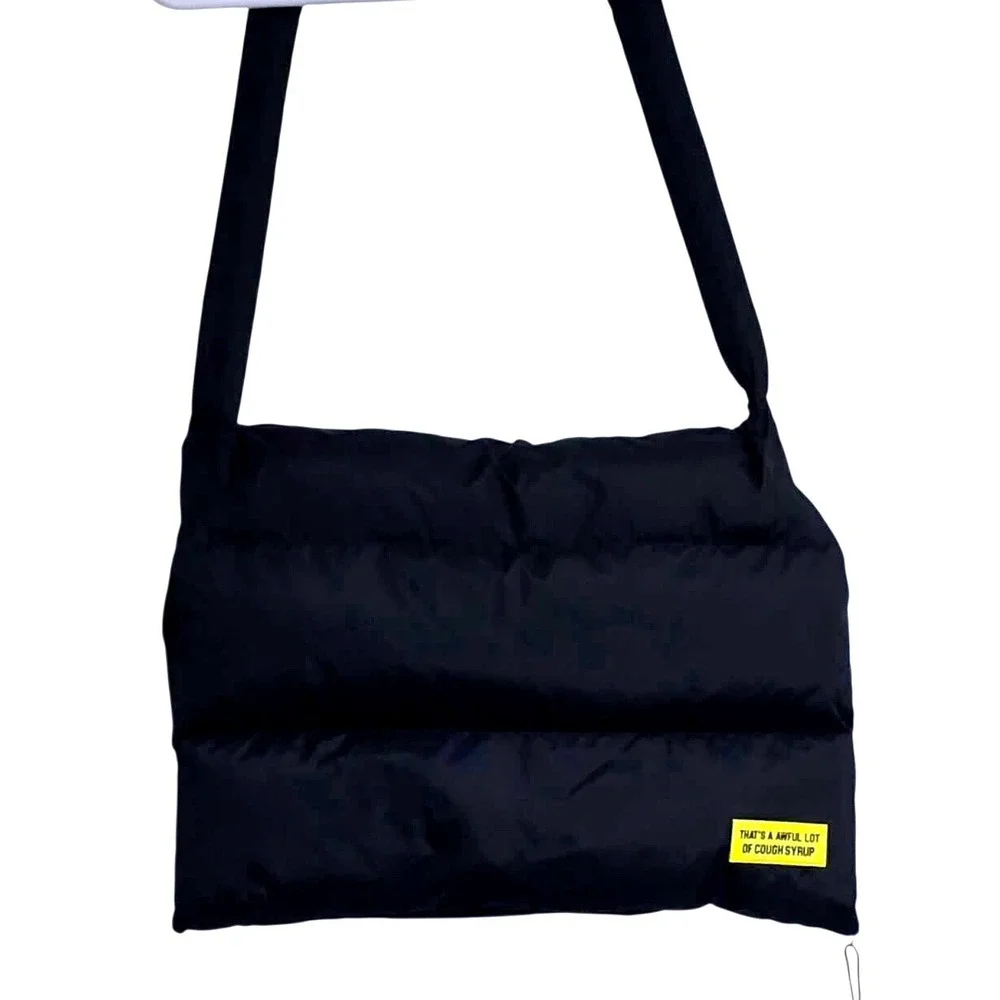 Thats A Awful Lot Of Cough Syrup Puffer Messenger Bag Black Desto Dubb